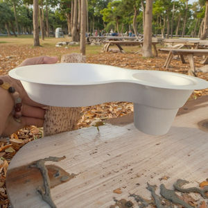 12 Zoll umwelt freundliche Einweg-Zuckerrohr papier Kunststoffs chale Hochleistungs-runde Clamshell-Platte mit dickem Cup-Rack für Partys - Product Image 6