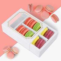 6/8/10 Gitter Macaron Packpapier Hochzeits feier Geschenk boxen Pralinen Cookie Packbox Macaron Boxen