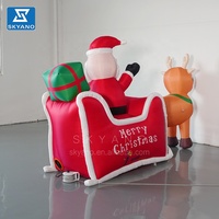 Décoration de Noël Publicité Gonflables Père Noël Modèle Gonflable avec Chariot De Renne