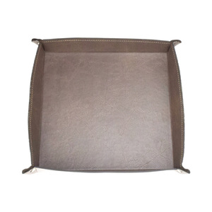 Leather Storage Tray Square <b>Foldable</b> <b>Desk</b> Organizer For Neatening And Storage Minimalist Design Single Compartment - Product Image 3