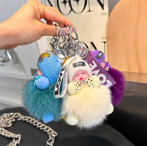Llavero Colgante de Peluche con Muñeca Durmiente de Piel de Zorro Auténtica, Bonito Colgante para Bolso, Regalo de Muñeca de Peluche - Product Image 6