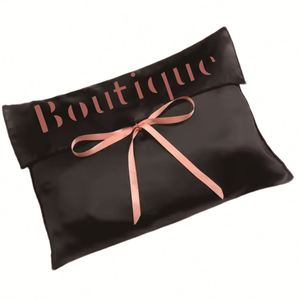 Sacs cadeaux de luxe personnalisés en satin pour extensions capillaires, paquets de cheveux en soie de luxe, pochettes anti-poussière à rabat pour cosmétiques et lingerie, perruques - Product Image 6