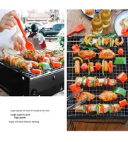 Barbecue pliant épaissi sans fumée pour 3-5 personnes, portable, extérieur, domestique, au charbon de bois, petit four noir en fer, pour le camping