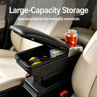 Boîte d'accoudoir de voiture auto-adaptable AC-485 |   Organisateur universel en cuir pour console centrale |   Repose-coude automatique grande capacité