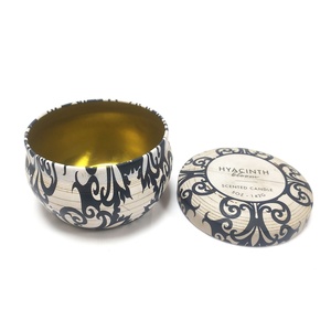 Vente en gros de boîtes à bougies rondes en métal personnalisées avec impression, 4 oz et 16 oz, pots à bougies vides avec couvercle - Product Image 4
