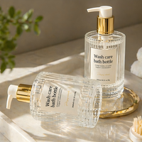Ensemble de flacons de toilette en PET de 300 ml de qualité supérieure, flacon pompe de luxe avec logo personnalisé pour hôtel, shampoing, après-shampoing, gel douche, flacon en plastique