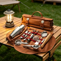 Camol – Nouveaux Kits de Barman 16 Pièces en Acier Inoxydable : Shaker Boston, Jigger à Bord Roulé, Cuillère à Cocktails, Muddler, Sac de Transport – 750ml/600ml