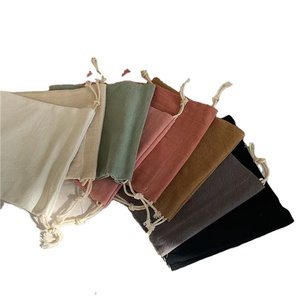 Sac de rangement en toile de coton mousseline blanc et noir, grande capacité, avec cordon de serrage, personnalisable avec logo, pour cadeaux, vente en gros - Product Image 1