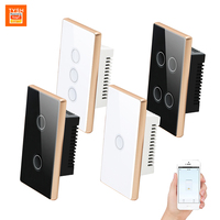 TYSH Interrupteur tactile intelligent WiFi 1/2/3/4 gangs 10A pour maison connectée, avec panneau en aluminium et verre et télécommande RF