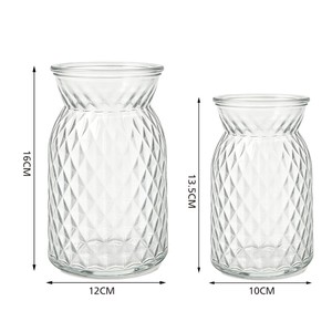 Vase en verre diamanté givré rose et jaune à large ouverture pour la décoration de la maison, des tables de mariage, vase à <span class=keywords><strong>fleurs</strong></span> moderne en verre - Product Image 5