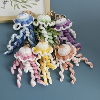 Porte-clés poulpe en crochet, jouet animal en tricot fait main, poupées amigurumi en fil, calamars et méduses