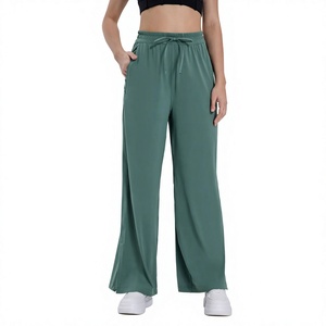 Pantalon large pour homme, taille élastique avec cordon de serrage, décontracté, vert, en coton et spandex, séchage rapide, léger, respirant, poches latérales - Product Image 1