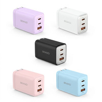 Charger Dinding Cepat GaN 3 Port QC3.0 & PD 65W Laris Manis EU dengan Multi-Port USB-C/USB-A untuk Ponsel Tablet Laptop