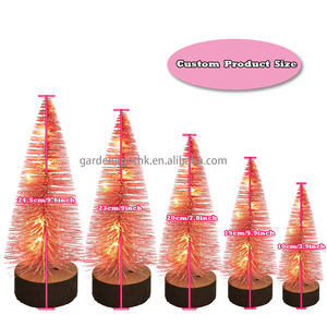 Pre-Lit Christmas Decorations Mini Artificial Christmas <b>Tree</b> <b>Bottle</b> <b>Brush</b> <b>Trees</b> with Wooden Base for Home Party Table Craft - Product Image 3
