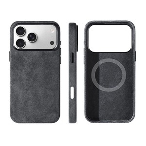<span class=keywords><strong>Coque</strong></span> de téléphone personnalisée avec logo, en Alcantara italien authentique, entièrement enveloppante, boutons métalliques, aimants puissants, pour <span class=keywords><strong>iPhone</strong></span> 14 Plus - Product Image 1