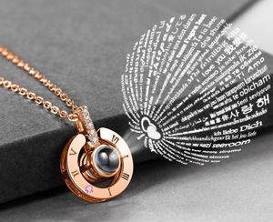 ロマンチックなカップル「I <span class=keywords><strong>Love</strong></span> You」メモリー投影ペンダントジュエリーネックレスギフト - Product Image 6