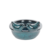 Esschert Design Offre spéciale Mangeoire à oiseaux en céramique 2-1, Mangeoire à eau ovale fonctionnelle pour oiseaux