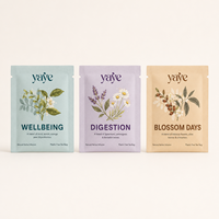 Sachets d'emballage personnalisés en papier kraft de qualité alimentaire pour thé, imprimés, résistants à l'humidité, avec fermeture éclair, pour thé aux herbes/fleurs/plats