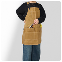 Tablier sans manches en toile épaisse cirée, réutilisable, tendance, multi-poches, rangement, rétro, jardin, outil alimentaire, ceinture