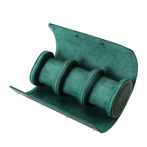 High Quality Pu Leather 3 <strong>Pockets</strong> Green <strong>Box</strong> Luxury Velvet Single Men's <strong>Watch</strong> <strong>Box</strong> with Custom Logo