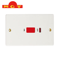 Interruptor de Pared Estándar del Reino Unido de 45A de Alta Calidad Personalizado de Fábrica OEM con Indicador de Neón, Interruptores de Luz al por Mayor