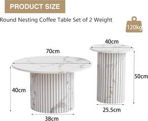 KirKasa Set 2 Mesas Auxiliares Modernas Estilo Granja Soporte Base de Columna Romana de Madera con Acabado de Chapa de Mármol para Sala de Estar y Oficina - Product Image 3