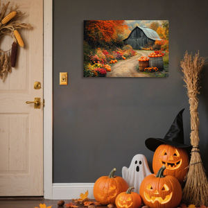 Looife Halloween automne ferme toile mur Art-rustique grange et citrouille <span class=keywords><strong>chemin</strong></span> scène, <span class=keywords><strong>campagne</strong></span> décor à <span class=keywords><strong>la</strong></span> maison - Product Image 3