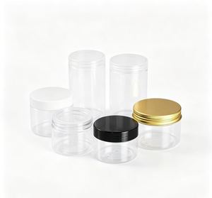 Bocaux cosmétiques en plastique transparent avec couvercles à vis en forme de cylindre, en PET, couvercles noirs, dorés, marron, 4oz, 5oz, 8oz, 10oz, 12oz, 16oz, large ouverture - Product Image 2