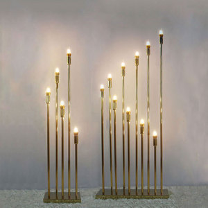 Decoración para Bodas, Lámpara de Juncos Dorados, Guía de Camino, Arte en Hierro, Decoración para Fiestas, <span class=keywords><strong>10</strong></span> Cabezas, Faroles Dorados para Bodas, Centro de Mesa - Product Image 1
