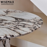 WISEMAX FURNITURE Großhändler Luxus-Esstisch aus Natur marmor Hochwertiger runder Tisch mit Sechseck fuß für das Esszimmer