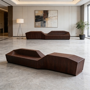 เก้าอี้ม้านั่งไม้โค้งรุ่น Y714 คุณภาพสูง ทนทานต่อสภาพอากาศ เหมาะสำหรับระเบียง สนามบิน ห้องสมุด สตูดิโอโยคะ สวนสาธารณะ และตกแต่งสถานที่สาธารณะ - Product Image 3