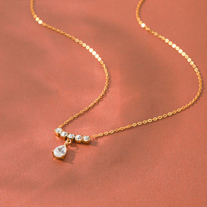 Collar Minimalista con Colgante Geométrico de Circonita, Antideslustre, Pulido, de Acero Inoxidable con Baño de Oro de 18K, Accesorios Diarios para Mujer - Product Image 2