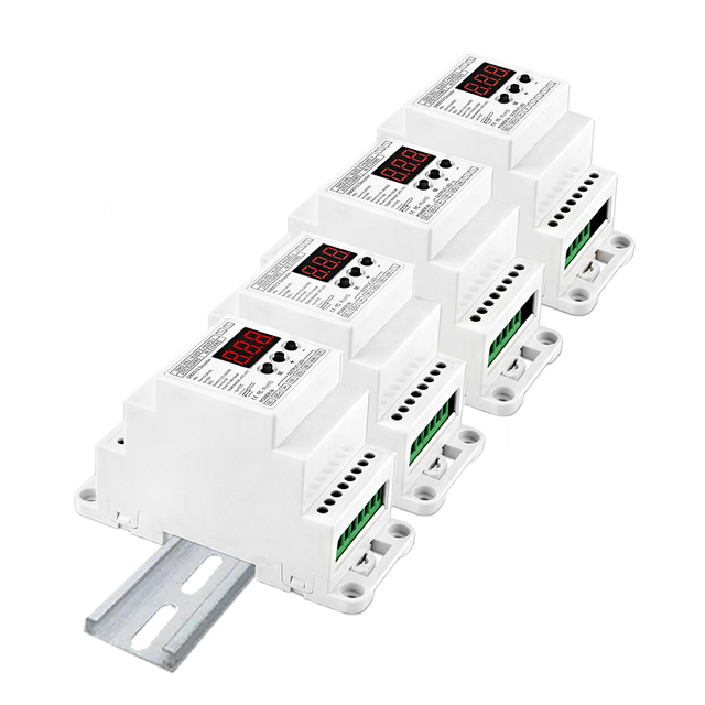Lebeisenf DIN-Rail DMX Decoder DC 12-24V 1CH-5CH DMX512/1990 Constant Voltage PWM Dimming Signal Output Converter 600W Max Load