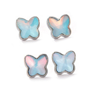 Piercing en titane F136, papillon irisé en verre avec finition brillante, clous de labret à dos plat, boucles d'oreilles hypoallergéniques, accessoires
