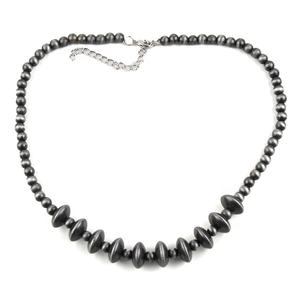 مجوهرات نسائية عتيقة جميلة من حبات الأسيتابلفورم قلادة عنق رقبة 6 رمادية رسم قلادة لؤلؤ نافاجو - Product Image 2