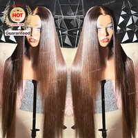 #4 Chocolate Brown Ombre Lace Front Peluca de cabello humano 200% Densidad Glueless HD Peluca de encaje Raw Indian 13X6 Hueso Peluca recta para mujeres