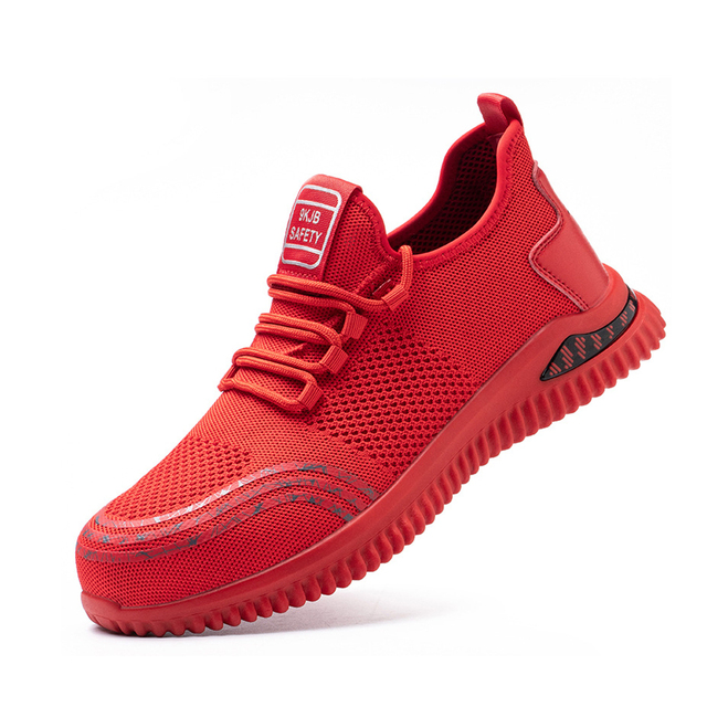 Non-slip Puncture Proof Summer Breathable Anti-puncture Casual Trainers Men's Safety Shoe Fly Knit EN Steel Toe Men's Work Shoes