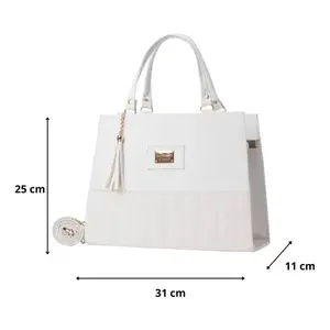 Ikia Fana Bolso de mano de lujo para mujer con diseño de serpiente blanca, gran capacidad, correa para el hombro en forma de cruz - Product Image 4