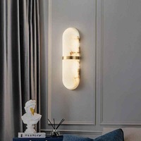 Lámpara de Pared Cilíndrica de Mármol Negro Dorado, Base Acanalada de Cobre/Hierro, LED Regulable, Estilo Francés de Lujo Ligero