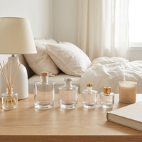 Flacon diffuseur de parfum en verre transparent minimaliste de luxe avec bouchon, fond épais, vide, 50ml, 100ml, 200ml, 300ml