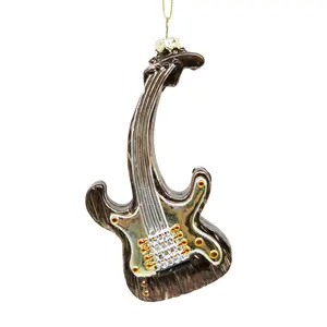 Yüksek kalite Handpainted noel müzik güven süsler gitar keman Xmas ağacı kolye asılı özelleştirilebilir süs