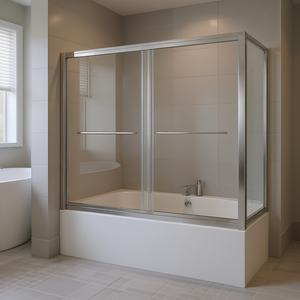 Porte de douche coulissante semi-cerclée en verre chromé 56-60 po L x 57 po H, verre trempé 10 mm, acier inoxydable 304 pour salle de bain - Product Image 2