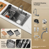 Évier de cuisine Wayon Nano Grey en acier inoxydable avec affichage numérique et robinet cascade