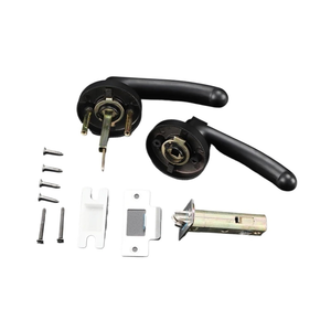 Gagang Pintu Persegi Hitam Doff Grosir, Kunci Gagang Pintu Aluminium Alloy Tugas Berat, Anti Bising, Kunci Privasi untuk Pintu Interior - Product Image 3
