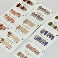 Prix fabricant le plus bas : 10 pièces de faux ongles 3D faits main, French Manucure, forme cercueil élégante, à presser, vente en gros