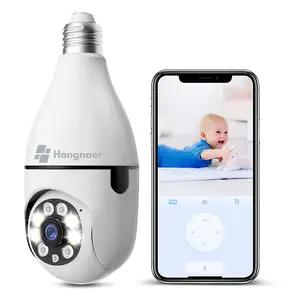 Venda de fábrica JXLCAM HD E27 Bulbo Vigilância Câmera Visão Noturna Rastreamento Humano Automático Full Color Indoor Security Monitor