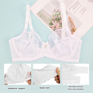 <span class=keywords><strong>Sujetador</strong></span> Deportivo Ultrafino con Tirantes Ajustables, Espalda Cruzada, Encaje Floral <span class=keywords><strong>Transparente</strong></span>, Poliéster Tejido, Copa Completa, Ropa Interior de Talla Grande <span class=keywords><strong>para</strong></span> Mujer - Product Image 3