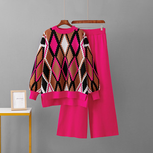 Ensemble femme pull ample et pantalon large taille haute nouvelle collection automne – Vente en gros pour boutiques - Product Image 3