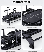 Reformer Pilates en alliage d'aluminium robuste et personnalisable, haut de gamme, pour studio, réglable, écologique, garantie 2 ans