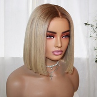 Perruque Bob Blonde HD Lace Front en Cheveux Humains Européens, Perruque Bob Lisse Remy, Sans Colle, Pré-Pluckée, Ligne de Cheveux Naturelle pour Femmes